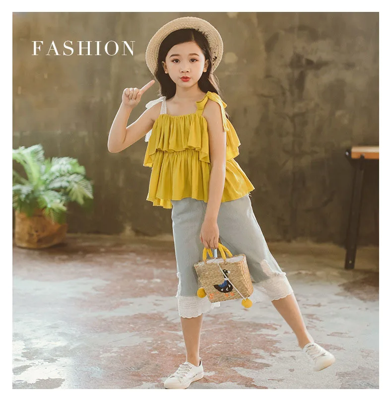 Ruffles Layered Chiffon Blouse For Teenage Girls Sleeveless Shirts Kids Tops Clothing Children Casual Solid Summer Shirt Blouse (9).jpg