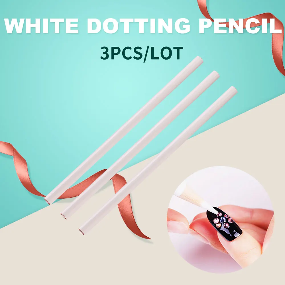 BlinkingNails 3pcs/lot Pick Up Pencil for Rhinestones White Nail Dot Wood Dotting Tools Diamond Dots Art Pen 175mm | Красота и