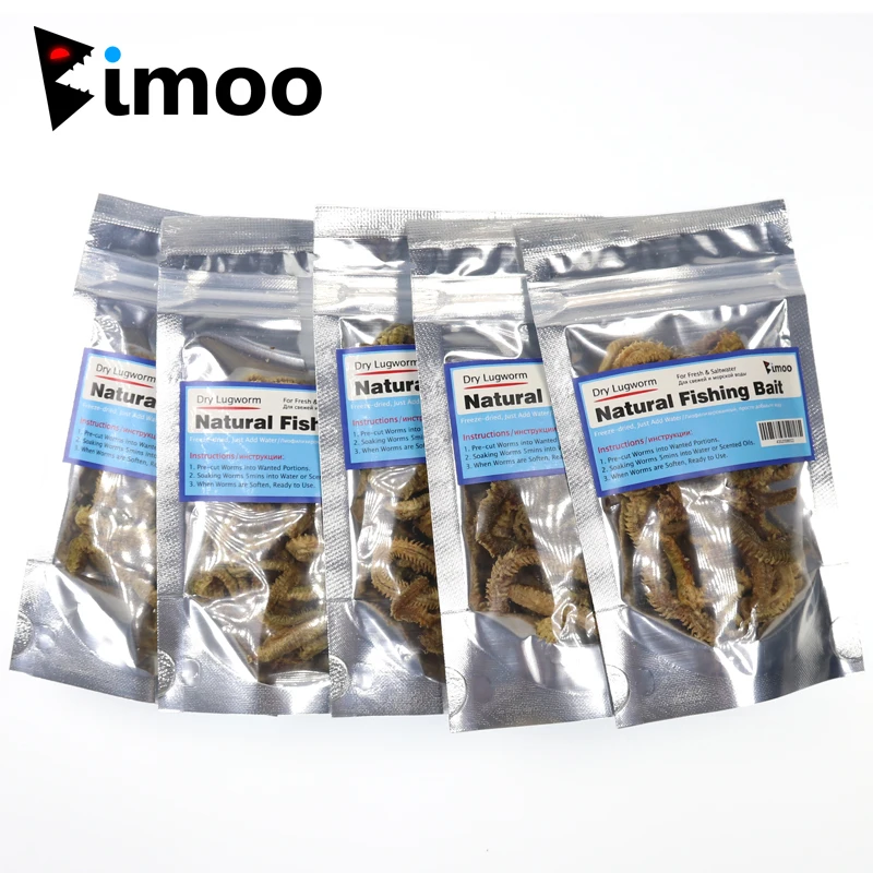 Bimoo 5 мешков, сухая Lugworm/Sandworm, рыболовная приманка для соленой воды, пресноводная рыболовная приманка для сома, трески, морских рыболовных червей, зима