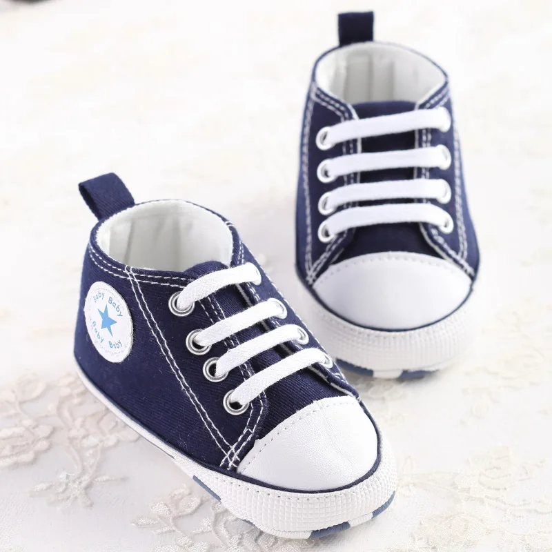 Nuevos zapatos deportivos de lona para bebés recién nacidos niños niñas primeros caminantes infantiles niño suave suela zapatillas de deporte para 0-18 m Nuevos zapatos deportivos de lona para bebés recién nacidos niños niñas primeros caminantes infantiles niño suave suela zapatillas de deporte para 0-18 m