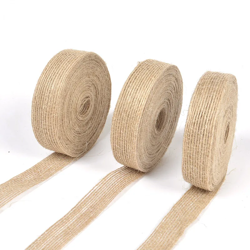 10M Jute Burlap Hessian Ribbon Lace Trims Tape Wedding Floristry Craft 32mm