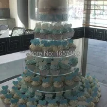 6 ярусов акрилового круглое пирожное-Корзиночка стенд день рождения дисплей свадебный торт стенд Пирамида бокалов для шампанского Этажерка