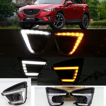 

CSCSNL 2PCS For Mazda Cx-5 Cx5 2012 2013 2014 2015 2016 12v LED DRL Daytime Running Lights With Turn Yellow Signal Car-Styling