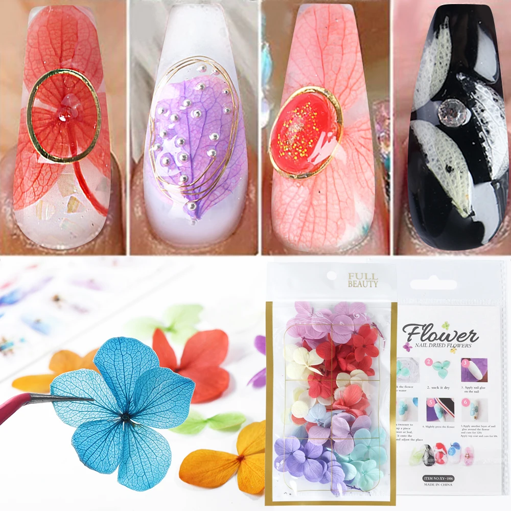 

Dry Flower Nail Design Mix Color Nail Art Decoration Floral Texture Foil Tips 3D Sticker Jewelry Nail Tool Kit Manicure SA1502