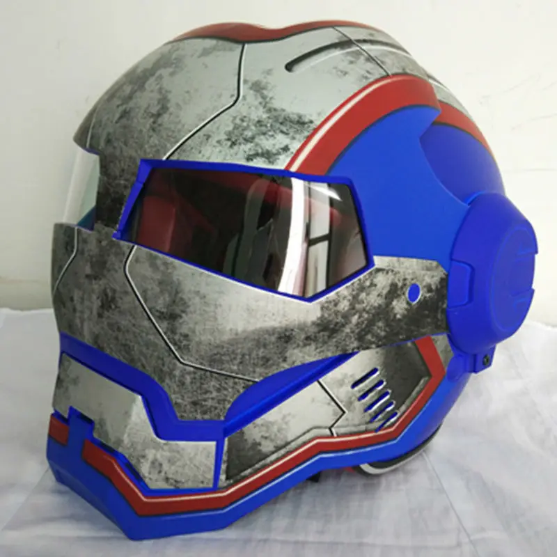 Matte Blue Retro MASEI IRONMAN Motorcycle Full Face Skull Helmet S M L XL XXL цена Matte Blue Retro MASEI IRONMAN Motorcycle Full Face Skull Helmet S M L XL XXL цены онлайн