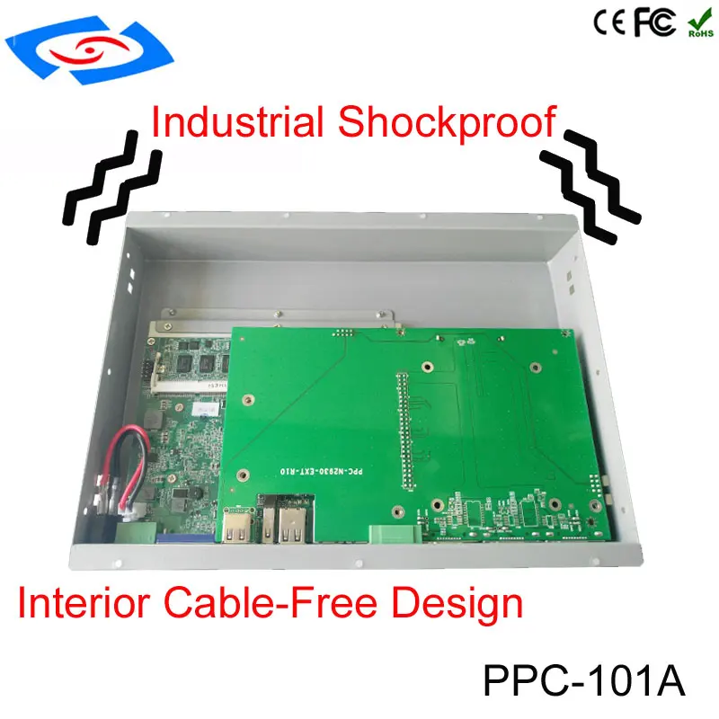 Низкая цена IP65 10,1 дюймов, Светодиодная панель все в одном Сенсорный экран ПК промышленного ЖК-дисплей Дисплей с 2 USB 2 RS232 дополнительно RS485 RS422