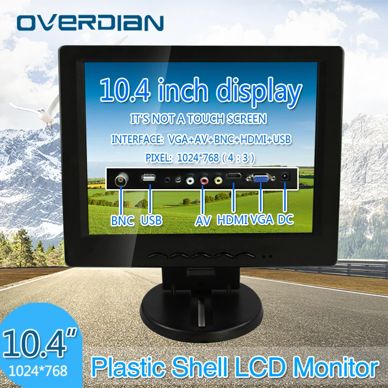 

10.4"VGA/HDMI/BNC/AV/USB Connector Desktop Monitor Monitoring Device Cash Register Lcd Non-Touch ScreenPlastic Shell Monitor