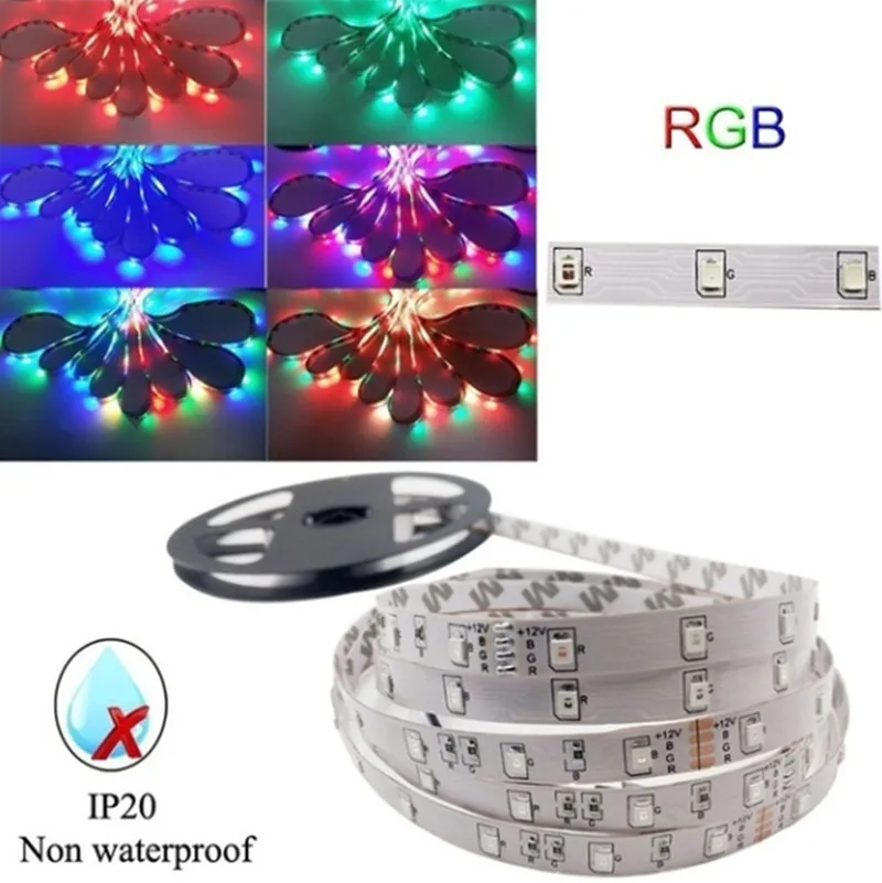 RGB светодиодный гибкий светильник 60 Светодиодный s/M SMD 3528 Светодиодный s DC светильник с полосками светодиодный светильник с пультом дистанционного управления и адаптером для свадьбы DIY