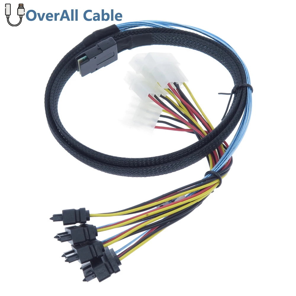 

Internal Mini SAS 4i (HOST) SFF-8087 to SFF-8482 4x SAS (TARGET) 29Pin Hard Disk SAS Cable Powered by Molex 4Pin Connectors