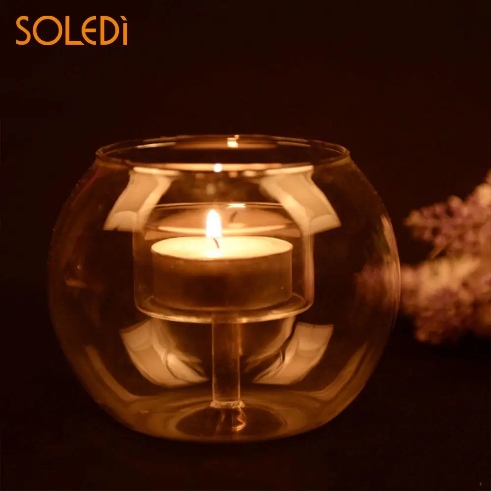 SOLEDI Classic Crystal Glass Candle Holder Wedding Bar Party Home Decor