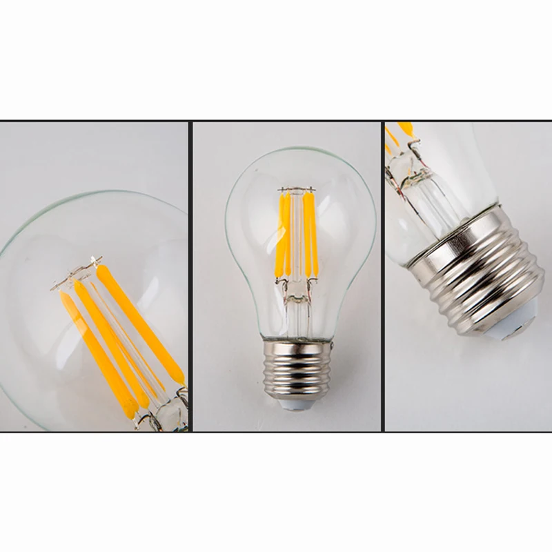 Ретро Led накаливания свет лампы e27 2 Вт 4 6 8 85 265 В A60 Clear стекло оболочки старинные