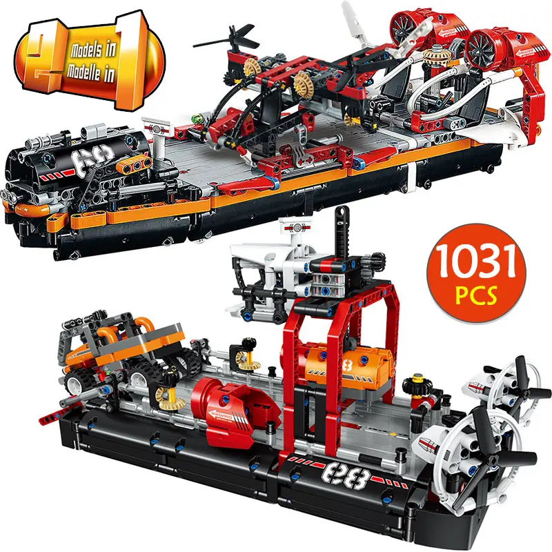 

1031PCS Technic Series Air Cushion Ferry Boat Building Blocks City Cruiser Army Assemble Blocks Bricks Toys For Boys