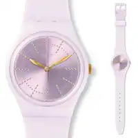 Swatch นาฬิกา Sunburst dial sweet นาฬิกาควอตซ์ผู้ชายและผู้หญิงภาษาฝรั่งเศสคำ marshmallow GP148