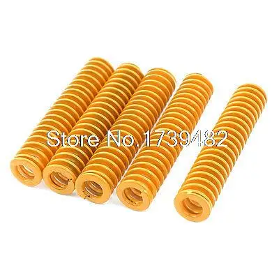 

8mmx40mm Mechanical Metal Spiral Compression Coil Spring Yellow 5 Pcs