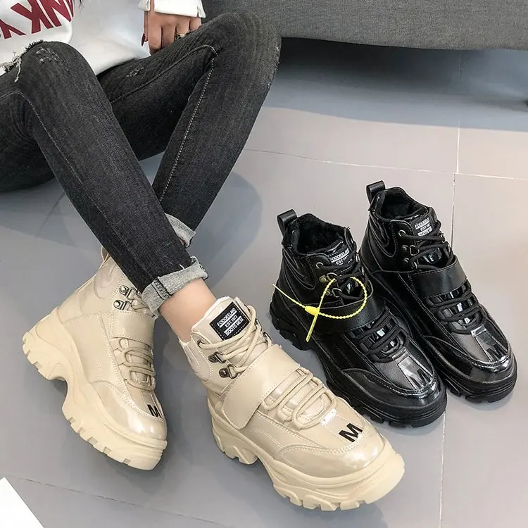 

Autumn Women Martin Boot Fashion Winter Warm thick bottom Shoes Female Motorcycle Ankle Snow Boots platform Woman Botas mujer