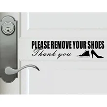 Yoja 25*6.3cm engraçado por favor remova seus sapatos porta decalque e adesivo de parede decoração preto a40555