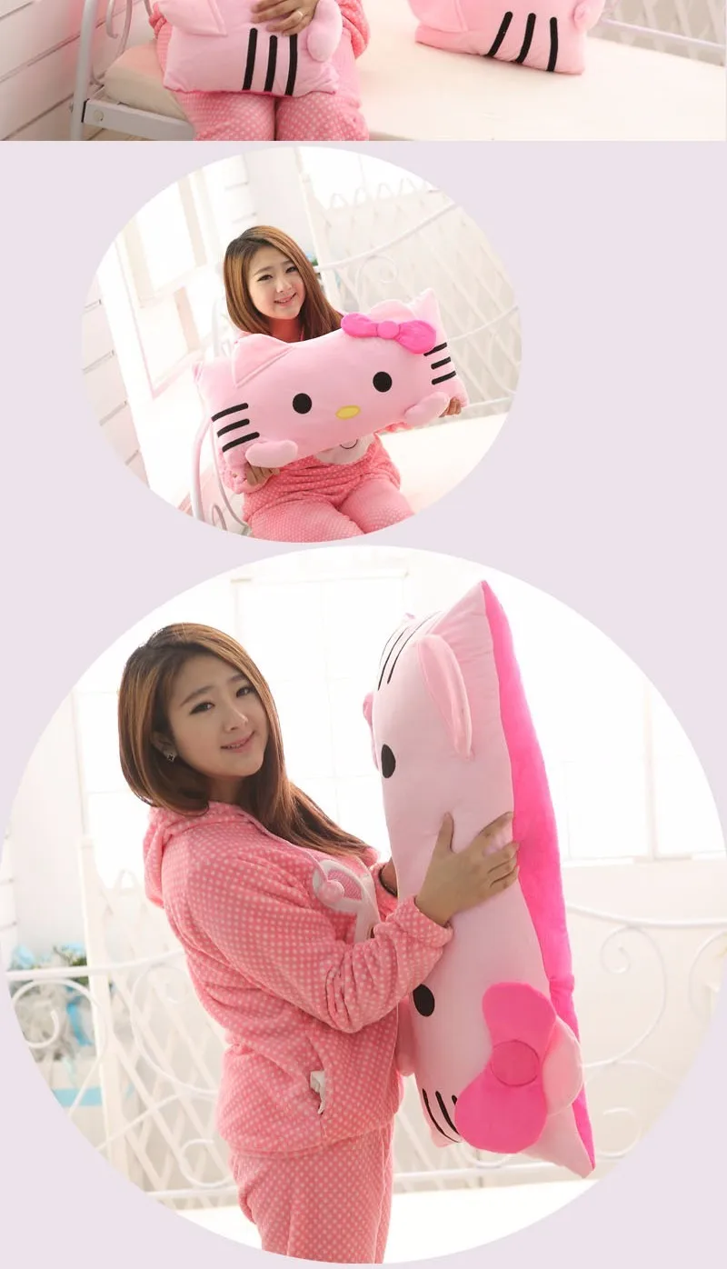 Милый розовый Kawaii розовый мультфильм котенок Подушки Детские Кот плюшевые игрушки Подушки подарок для девочек мера 60 см