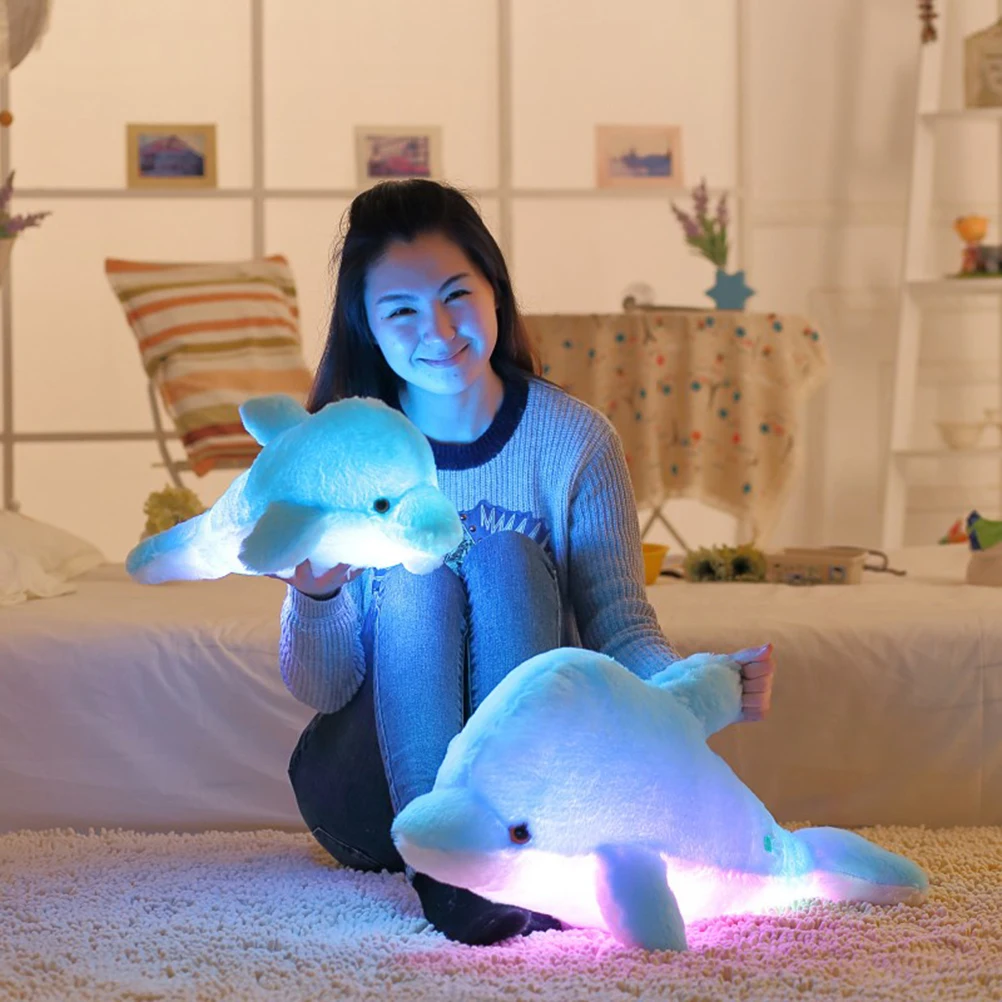 Luminous Plush Dolphin Doll Luminous Pillow Plush Toys Kids Children Party Birthday Gifts 45cm