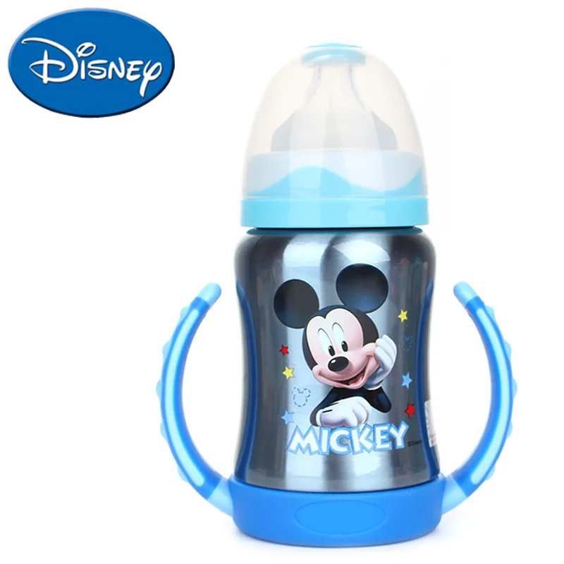 Disney baby Герметичная Бутылка для малышей с Соломенная Ручка чашка из нержавеющей стали против плоского падения 220 мл