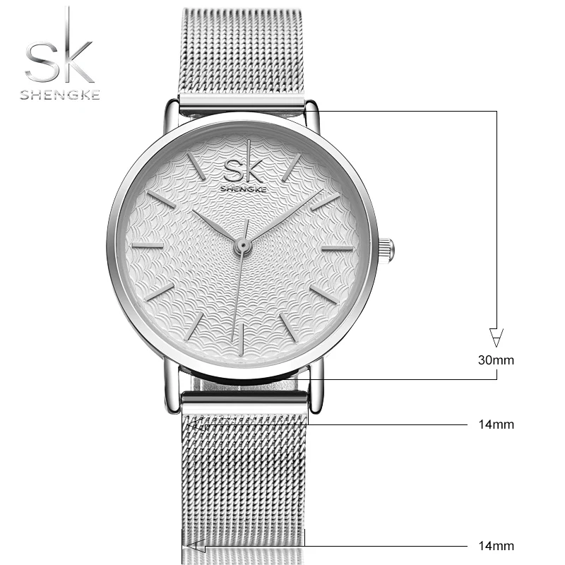 2018 SK Super Slim Sliver Mesh Stainless Steel Watches Women Top Brand Luxury Casual Clock Ladies Wrist Watch Relogio Feminino