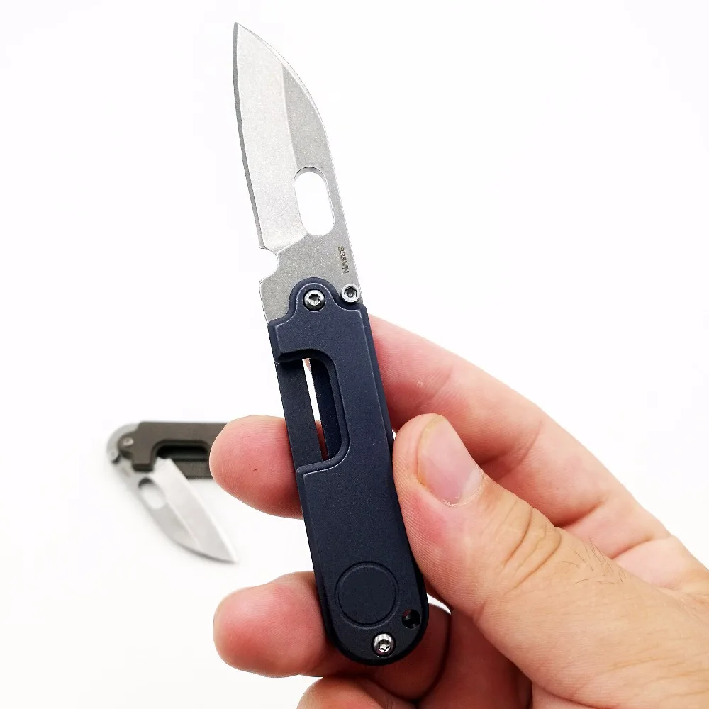 Jssq мини S35VN путешествий складное лезвие Ножи Титан Ручка шарового подшипника карманные ножи Выживание Охота Отдых на природе EDC инструменты кулоном в форме ключа