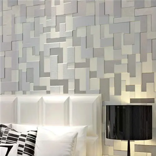 Embossed Stereoscopic Mosaic Wallpaper Bedroom Modern Tv Embossed Stereoscopic Mosaic Wallpaper Bedroom Modern Tv Background Wall Paper Non Woven Grey Mural