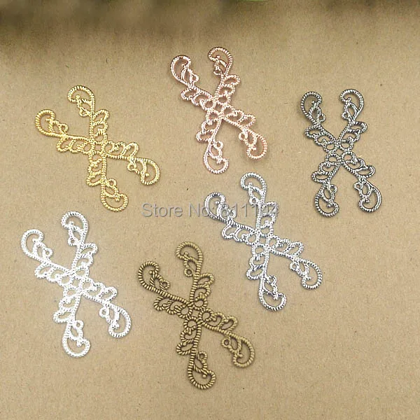 

20x40mm Multi-color Plated Brass Metal Blank Vintage Filigree Flower Links Wraps Connector Jewelry Findings Connectors Charm