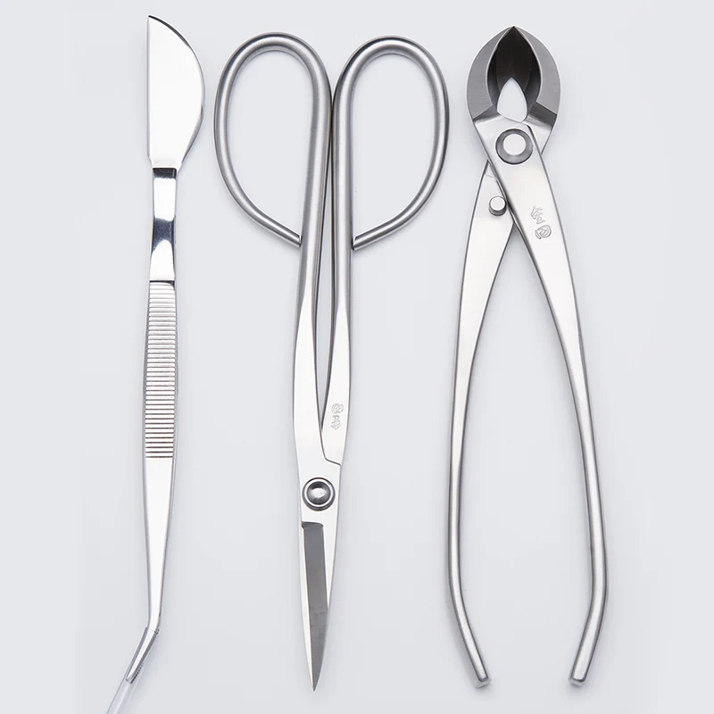 

3 PCS Bonsai tool Set JTTK-19 Long Handle Scissors / Round Edge Cutter / Tweezers Master Grade Bonsai Tools Excellent Quailty