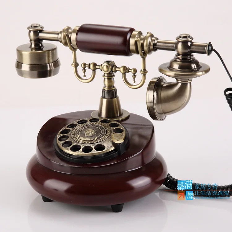 Special offer are European antique dial retro wood telephone Decoration