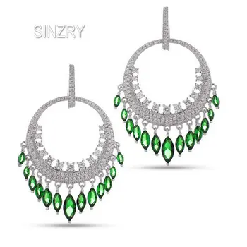

SINZRY bridal jewelry accessory cubic zirconia big circle tassel dangle earrings lady waterdrop wedding earrings for women