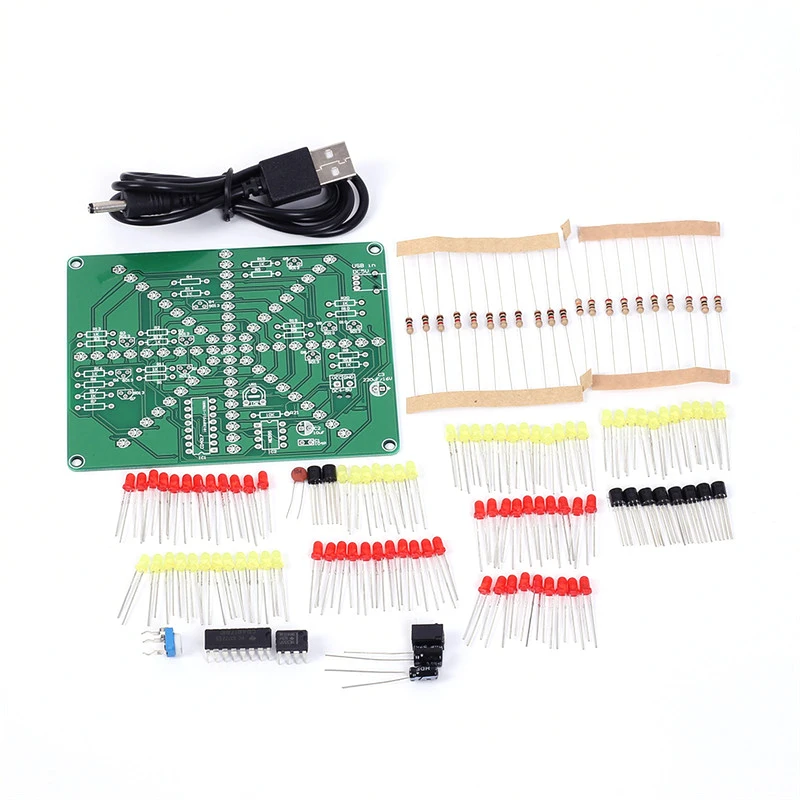 Electronic DIY Kit Flash Light Kits 73 LEDs Red Yellow Dual-Color Flashing Soldering Practice Board PCB Circuit Training Suite