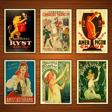 Carteles de publicidad Retro Absinthe Blanqui, anuncios de vino, pegatinas de pared clásicas, lienzo, póster vintage de pintura, decoración de Bar para el hogar, regalo