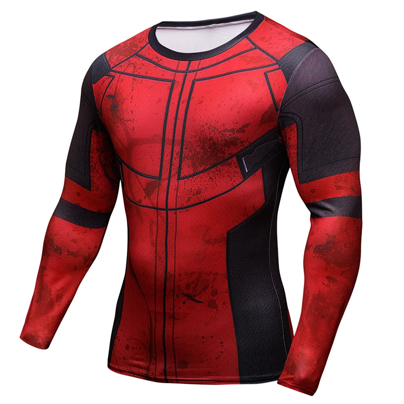 

Fun Deadpool 3D Printed T-shirts Men Cosplay Costume Display Long Sleeve Compression Shirt Fit Fitness Clothing Tops Male