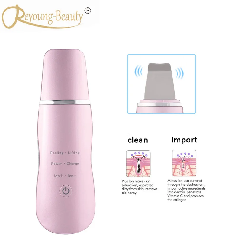 

Ultrasonic Dermabrasion Facial Cleaner Cleanser Skin Whitening Scrubber System Beauty Spatula Exfoliation Rechargeable Home Use