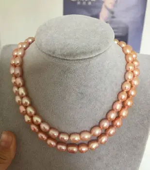 

2 rows11-12mm south seas baroque gold pink necklace