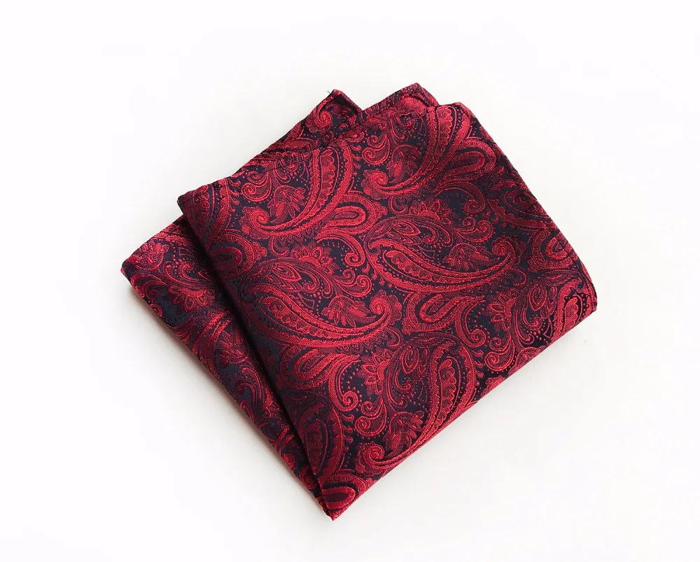 New Design 25x25 Handkerchief Fashion Men Red Paisley Pocket Squarein Men's Ties