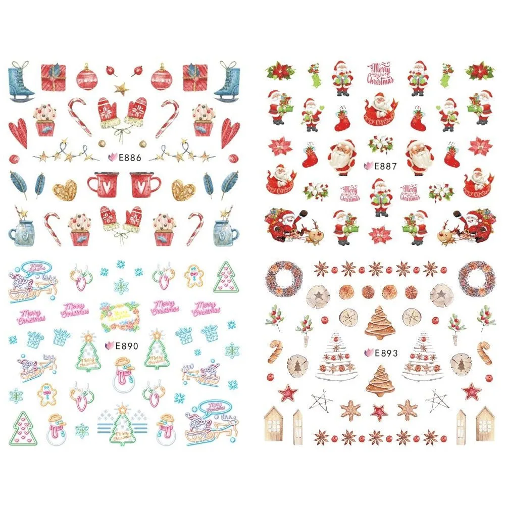 11 видов конструкций Декоративные наклейки для ногтей набор Рождественские Ползунки для ногтей Санта Клаус наклейка «Снеговик» для маникюра аксессуары TRE886-896