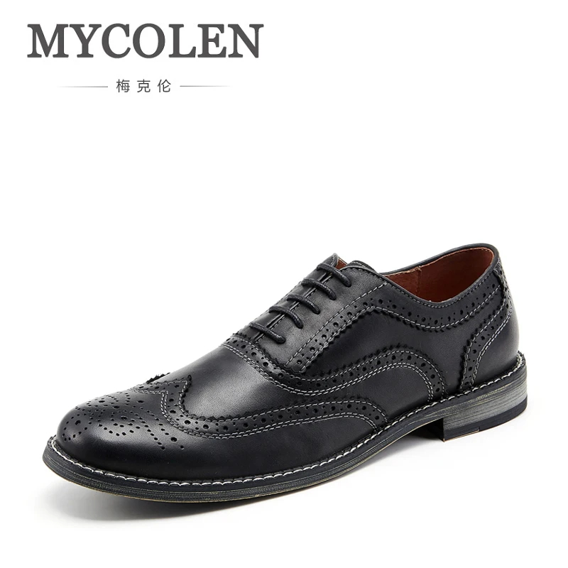 

MYCOLEN British Style Leather Mens Dress Shoes Comfort High Quality Shoes For Men Lace-Up Business Men Shoes Male Shoes Social
