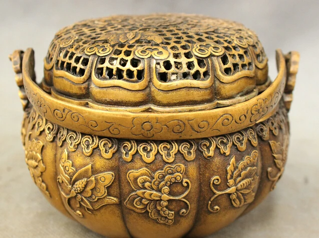 

S07177 Chinese Bronze Butterfly Scalewing Statue Handle Incense Burner Censer Jar Box discount 30% (C0324)