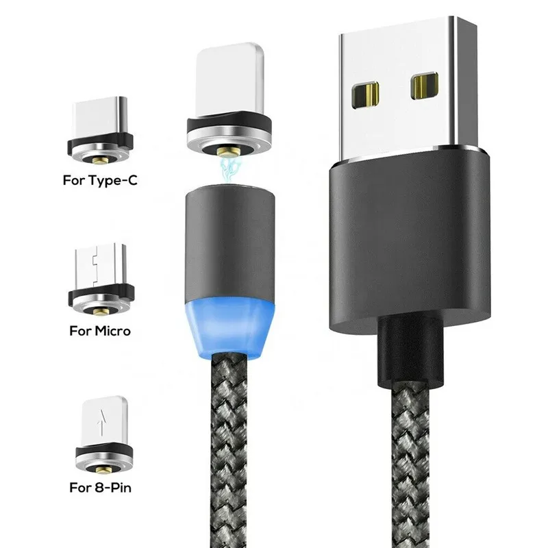 Магнитный usb-кабель 1 м, кабель для быстрой зарядки USB type C, магнитный кабель для зарядки и передачи данных, кабель Micro usb для мобильного телефона, usb-шнур