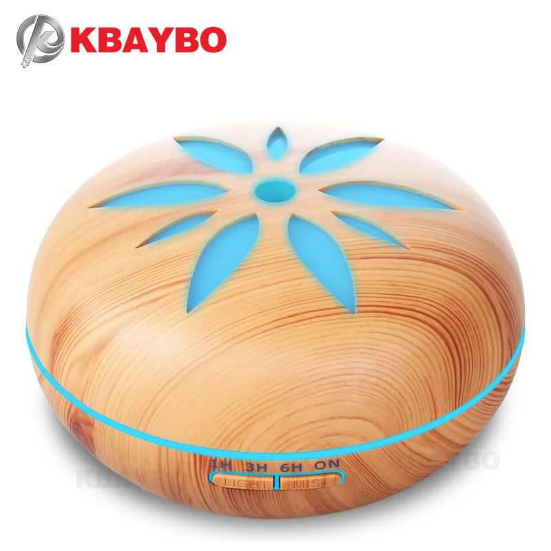 550ml Ultrasonic Humidifier Essential Oil Diffuser Wood Grain Mist Humidifier LED Night Light For Office Home