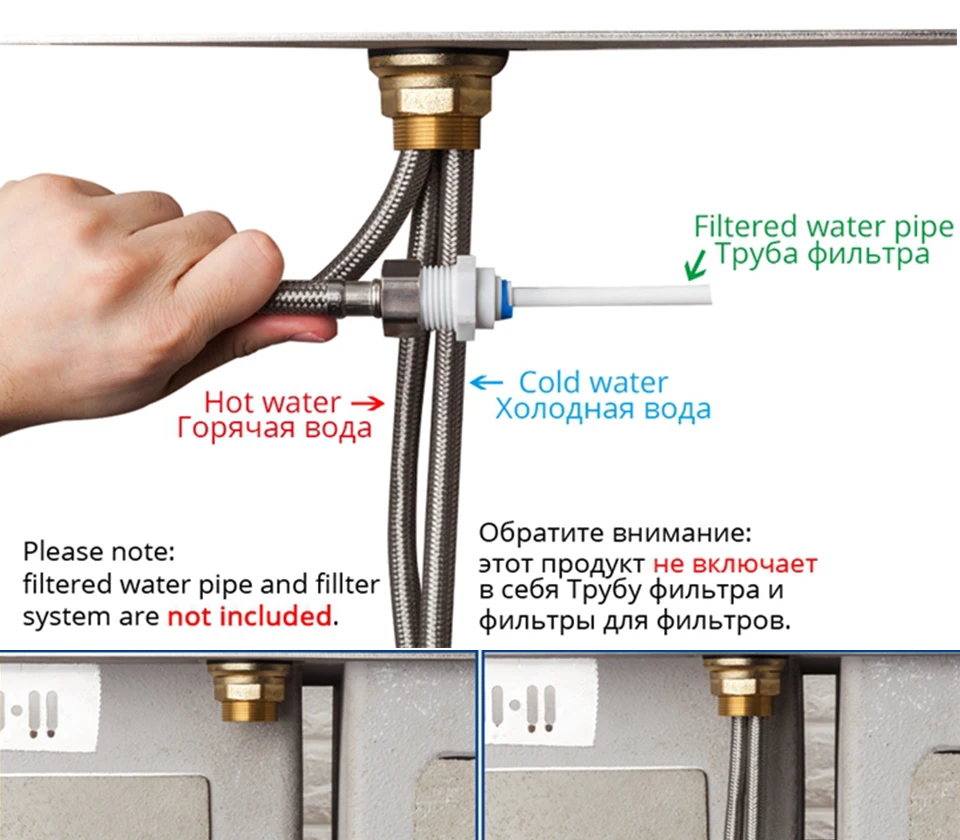 Frap New Black Kitchen Faucet Seven Letter Design 360 Degree Rotation with Water Purification Features Double Handle F4352-7