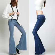 Сезон весна лето отшлифовать ноги промывают джинсы модные большой колокольчик брюки для девочек женские мотобрюки более размеры 25 26 27 28 29 30