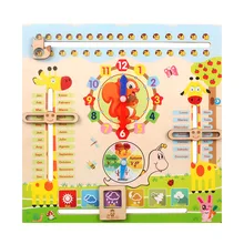 Детские когнитивные Календарь Дети Монтессори деревянный пазл, игрушки время погоды обучения часы Дошкольное раннее образование обучающие средства