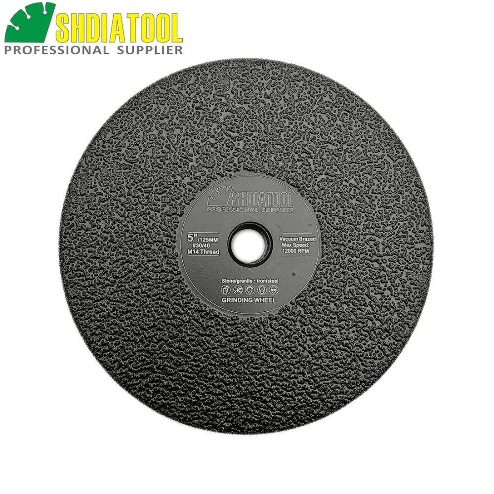 SHDIATOOL 1pc M14 Diameter 4" 4.5" 5" Vacuum Brazed Diamond Flat Grinding Wheel 100mm 115mm 125m Grinder Disc Stone Grinding