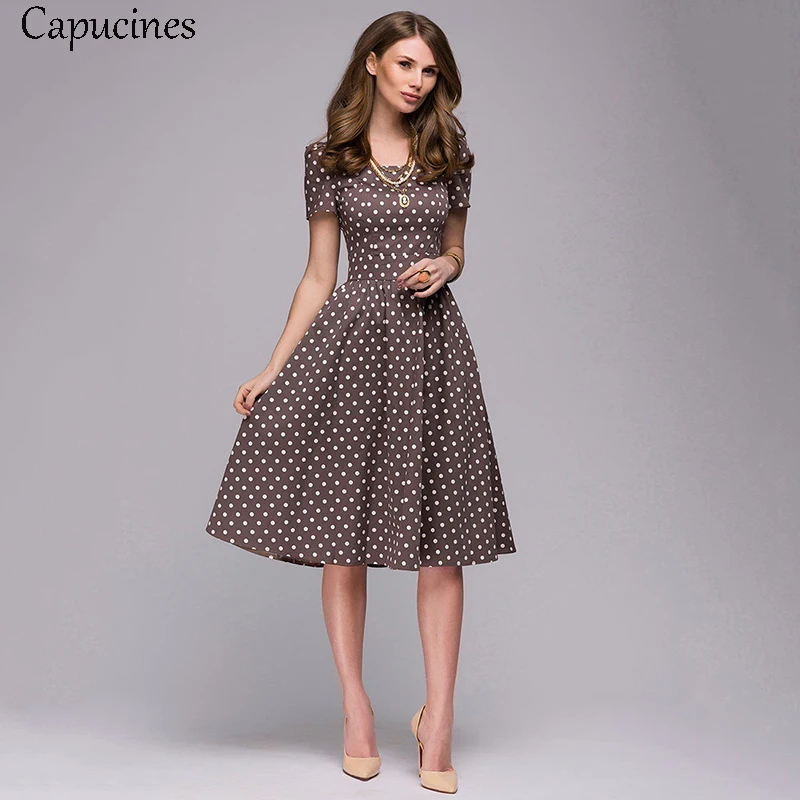 Vintage Square Collar Print Dress Women Summer Puff Sleeve Slim A-Line Elegant Party Dresses Casual Short Sleeves Female Vestido