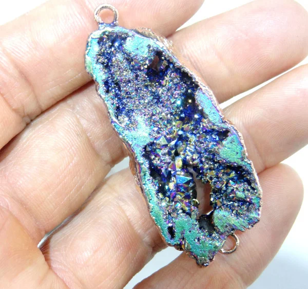 Титановые кристаллы Друза кварц геодный камень подвеска неправильной формы кристалл для diy ювелирных изделий ожерелье 6 шт