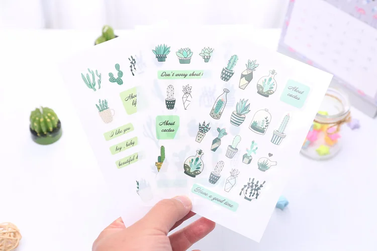 

3pcs Lovely cactus sticker Organizer Calendar Diary Book Planner Scrapbook Decoration Diary Sticker papeleria