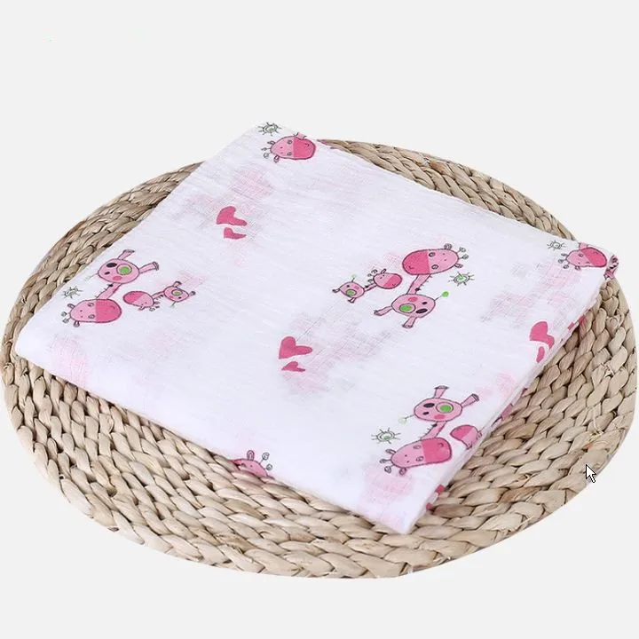 1 шт., муслин, хлопок, детские пеленки, мягкие одеяла для новорожденных, банные полотенца, марля, Детская накидка, спальный мешок, чехол для коляски, игровой коврик - Цвет: Pink Deer