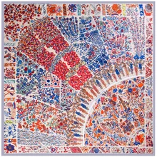 Vintage 130CM Twill Silk Square Scarves Women Ladies Oversized Flora Printed Middle East Muslim Head Scarf Shawls 6 Colors